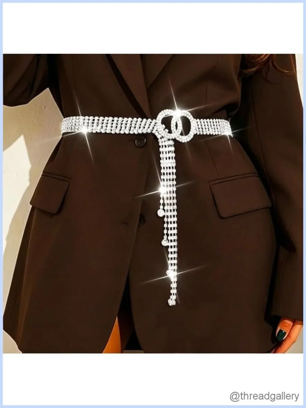 Rhinestone Chain Belt Sparkly Dress Waist Chain for Women